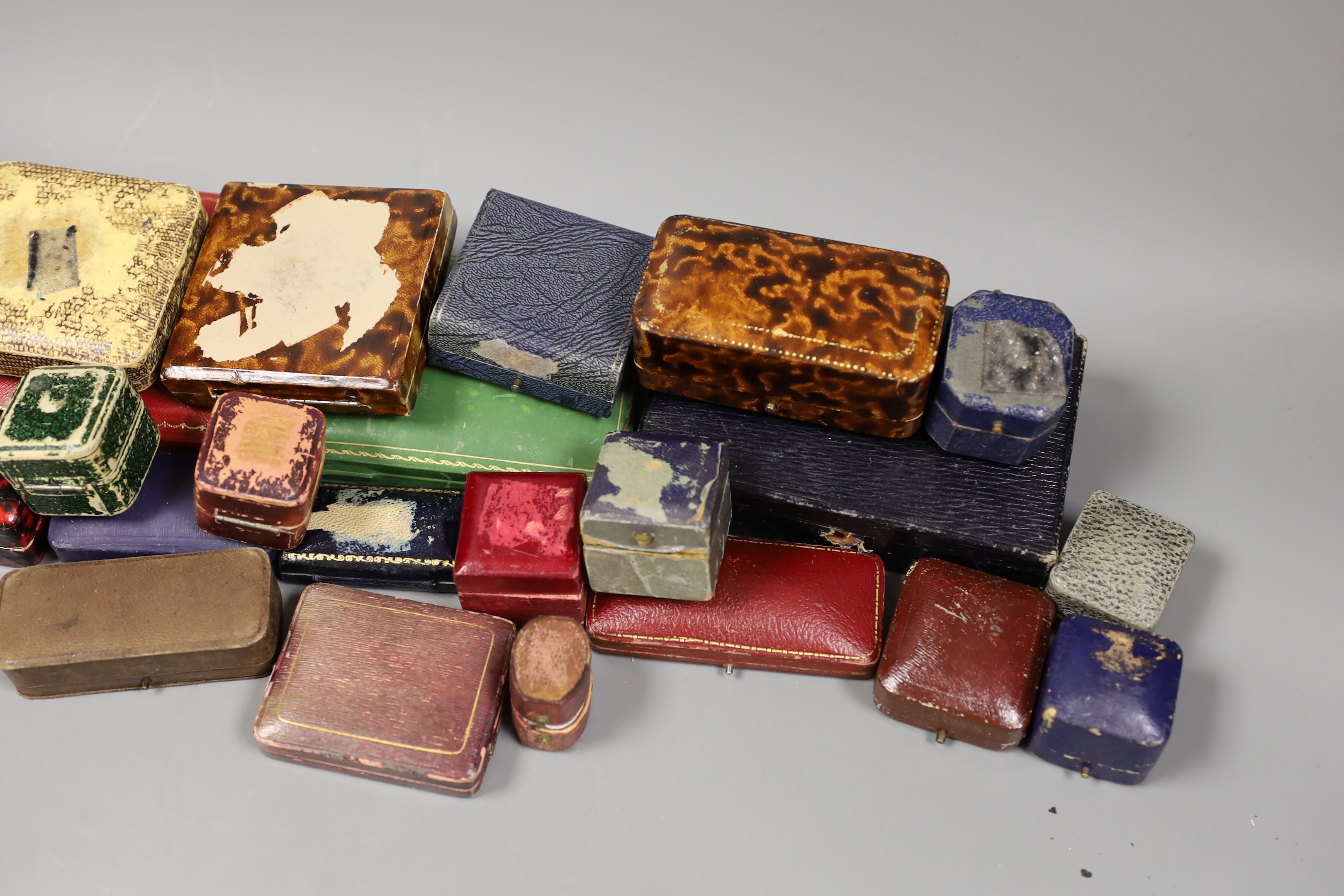 A quantity of assorted jewellery boxes, including gilt tooled leather.